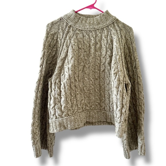 Free People Snow Bird Cable Knit Sweater Beige Tan Women’s Size Small Cabincore - Picture 3 of 16